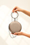 Women's Platinum Fabric Round Evening Dress Evening Bag