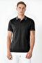 Cotton Regular Collar Detailed Fit Buttoned Polo Neck Black t Shirt Men - 3