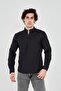 Slim Fit Black Half Placket Judge Collar Flexible Cotton Men's Shirt