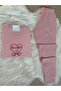 Pink Mini Heart Patterned Cotton Short Sleeve Knitted Pajamas Set - 3