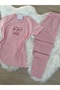 Pink Mini Heart Patterned Cotton Short Sleeve Knitted Pajamas Set - 7