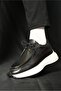 Juno Model Genuine Leather Handmade Men's Black Casual Shoes - 6