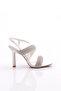 2032 Women's Thick-Strapped and Cross-Strapped Silver Stone Heeled Shoes