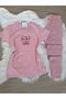 Pink Mini Heart Patterned Cotton Short Sleeve Knitted Pajamas Set - 6