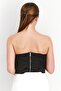 Design Women Sweetheart Strapless Plain Bustier Corset Top, Black - 3