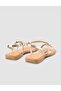 100% Genuine Leather Gold Color Women's Sandals - 3
