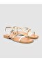 100% Genuine Leather Gold Color Women's Sandals - 2