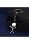 silvery Cartoon Couple Stainless Steel Keychain For Men, Graffiti Keychain - 5