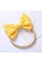 Yellow Striped Ribbon Bow - Rubber Barrette and Hair Clip