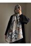 Cotton Rose Pattern Shawl-Gray/Mink - 3