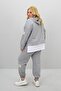 Women's Large Size Long Sleeve Hooded Rubber Leg Sweatpants Set 8180-25 - 7