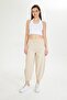 Beige Shalwar Trousers with Elastic Waist and Pockets