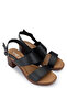 Women's Genuine Leather Black Leather Heeled Sandals - 3
