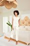 Aydoğan Women's Cream 95% Lyocell 5% Elastane Lace Detailed Pajama Set - 2