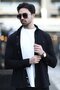 Men's Snap Closure Textured Knitted Shirt Black - 16788