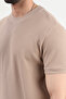 Men's bicycle collar waffle fabric textured t-shirt mink - 2709 - 2