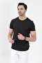 Men's Black 100% Cotton Slim Fit Slim Fit Crew Neck Basic Single Jersey T-Shirt