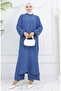 Aerobin Indigo Fabric Buttoned Tunic Trousers Double Set 2025-01 - 2