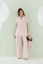 Muslin Fabric, 100% Cotton, Short Sleeve, Buttoned Front, Shirt Collar, Women's Pajamas Set - 3