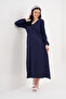 Pregnant and Maternity V-Neck Long Sleeve Woven Fabric Dress - 4