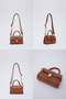 Tan Shk109 Faux Leather Women's Hand, Arm and Shoulder Bag with Snap Fasteners and Adjustable Strap L:11 E:19 W:7 cm - 8