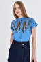 Women's Blue Judge Collar Short Sleeve Shirt Arm-25Y 001040 - 2