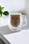 Double Walled Borosilicate 350ml Lettered Glass Mug Cup Kw-384 - 2