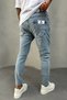 Men's Snow Wash Slim Fit Slim Fit Lycra Ice Blue Denim Fabric Jean Jeans Trousers Ke-623 - 7