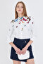 Women's Yellow Mandarin Collar Patterned Shirt ARM-25Y001013 - 2