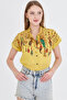 Women's Yellow Judge Collar Short Sleeve Shirt Arm-25Y 001040 - 2