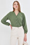 Women's Green Elastic Sleeve Wrapped Shirt Arm-24K 001002 - 3