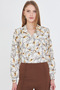 Women's Yellow V-Neck Balloon Sleeve Patterned Shirt Arm-25Y 001016 - 4