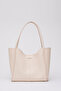Cream Shk76 Large Size Women's Hand and Shoulder Bag with Snap Fastener Wick Strap Faux Leather Makeup Bag U:29 E