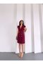 Ruffle Collar Jacket Dress Burgundy - 5