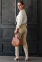 Beige High Waist Women's Trousers Mg2425 - 4