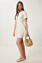 Mini Flared Tweed Dress - Buttonتفاصيل Details - 3