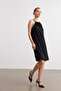 Women's Black Halter Neck Crinkle Mini Dress - 3