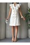 Women's Ruffle Collar Jacket Dress White - 6