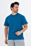 Men's Cotton Crew Neck Oversize T-Shirt Blue 5015-m