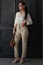 Beige High Waist Women's Trousers Mg2425 - 7