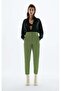 Khaki Front Piping High Waist Women's Trousers Mg2425