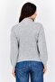 Women Ribbed Collar Knitted Sweaters, Grey - 3