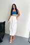 Women's White Elastic Waist Double Pocket Skirt - 7