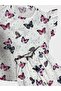 Girls Cotton White Butterfly Patterned Short Sleeve Ruffled Sleeves Shorts Pajama Set - 3