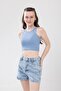 Young Girl's Crew Neck Sleeveless Ribbed Crop Bustier 3 Pack 4105 Colorful - 5