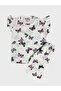 Girls Cotton White Butterfly Patterned Short Sleeve Ruffled Sleeves Shorts Pajama Set - 5