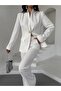 Women's Gold Button Detailed Suit White - 6
