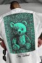 Men's Ecru White Traditional Teddy Bear Oversize Fit Loose Wide Fit Loose Cut T-Shirt