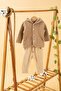 Baby Kids Brown Hooded Collar Cotton Comfortable 2-Piece Set Trend Fashion Bottom Top Set
