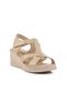 Beige Genuine Leather Sandals 9200 Z Women's Sandals - 3